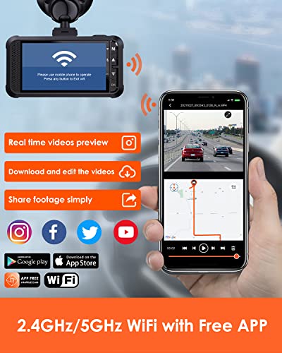 Vantrue X4S Duo True 4K Dual WiFi Dash Cam with Free APP, 4K+1080P Front and Rear Dash Camera, 24 Hours Parking Mode, Super Night Vision, Motion Detection, Front 60FPS, Capacitor, Support 512GB Max