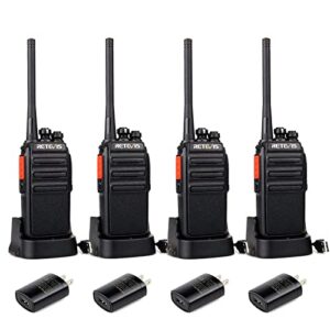 retevis h-777s two-way radios rechargeable,walkie talkies long range,2 way radios for adults gift,clear loud audio vox hand free durable,for worker office camping hiking hunting(4 pack)