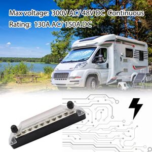 Power Distribution Terminal Studs Block: Battery Bus Bar with Cover and M6 Terminal Studs Black Red Battery Terminal Distribution Block for Caravan Car Boat Marine