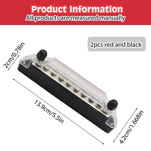 Power Distribution Terminal Studs Block: Battery Bus Bar with Cover and M6 Terminal Studs Black Red Battery Terminal Distribution Block for Caravan Car Boat Marine