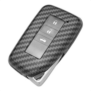 TANGSEN Smart Key Fob Case Compatible with Lexus ES 350 GS F 350 450H is 200 250 300 350 LX 570 NX 200T 300H RC F 200T 300 350 RX 350 450H 3 & 4 Button Keyless Entry Remote Carbon Fiber Black Cover