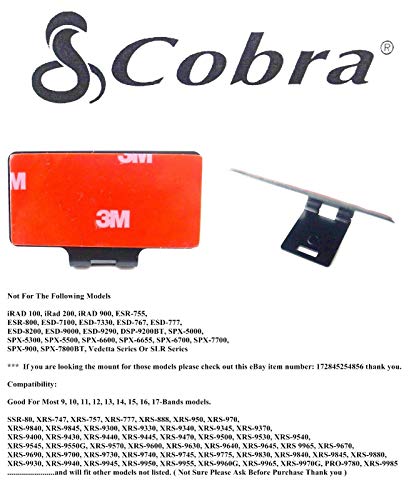 C3M Permanent Windshield Mount for Cobra Radar Detector Most 9-17 Model