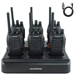 BAOFENG BF-88A Walkie Talkies 6 Way Charger Bulk FRS Radio License-Free Long Range 16 Channels Two Way Radio Pack of 6