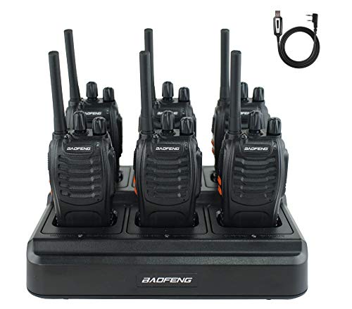 BAOFENG BF-88A Walkie Talkies 6 Way Charger Bulk FRS Radio License-Free Long Range 16 Channels Two Way Radio Pack of 6