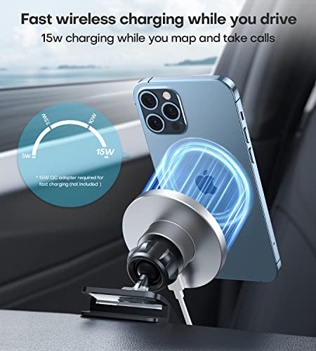 HolderProf Tesla Model 3 Model Y Phone Holder, Perfectly Compatible with Tesla MagSafe Wireless Charger Phone Mount, Magnetic Wireless Charging Car Mount Compatible with iPhone 12/13/14 Series