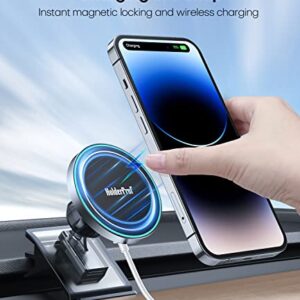 HolderProf Tesla Model 3 Model Y Phone Holder, Perfectly Compatible with Tesla MagSafe Wireless Charger Phone Mount, Magnetic Wireless Charging Car Mount Compatible with iPhone 12/13/14 Series