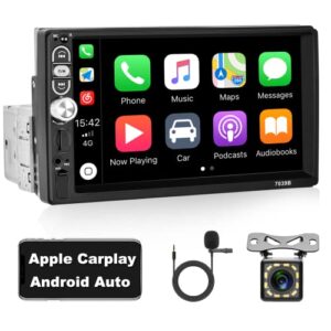 apple carplay head unit single din touchscreen car stereo with bluetooth and backup camera 7 inch car radio with android auto mirror link usb charging & fm aux tf