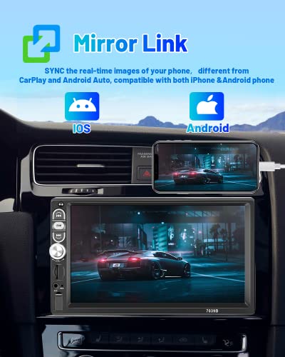 Apple CarPlay Head Unit Single Din Touchscreen Car Stereo with Bluetooth and Backup Camera 7 Inch Car Radio with Android Auto Mirror Link USB Charging & FM AUX TF