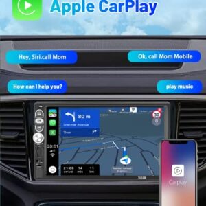 Apple CarPlay Head Unit Single Din Touchscreen Car Stereo with Bluetooth and Backup Camera 7 Inch Car Radio with Android Auto Mirror Link USB Charging & FM AUX TF