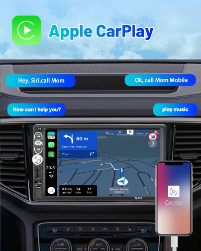 Apple CarPlay Head Unit Single Din Touchscreen Car Stereo with Bluetooth and Backup Camera 7 Inch Car Radio with Android Auto Mirror Link USB Charging & FM AUX TF