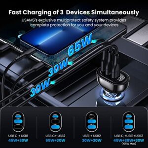 125W USB C Car Charger with LED Display,Enablink PD 65W/QC 30W PPS Super Fast Charging Type C Cigarette Lighter Adapter for iPhone 13 12 11 Samsung Galaxy S21 Note 20 iPad MacBook Pixel Laptop (Black)