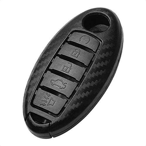 TANGSEN Smart Key Fob Case 3D Carbon Fiber ABS Plastic Emboss Cover for INFINITI JX35 Q50 Q60 QX56 QX60 QX80 for NISSAN ALTIMA ARMADA MAXIMA MURANO PATHFINDER ROGUE 5 Button Keyless Entry Remote