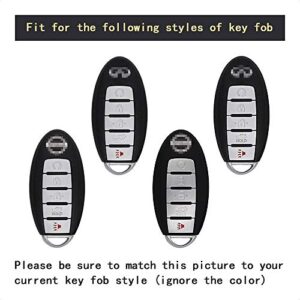 TANGSEN Smart Key Fob Case 3D Carbon Fiber ABS Plastic Emboss Cover for INFINITI JX35 Q50 Q60 QX56 QX60 QX80 for NISSAN ALTIMA ARMADA MAXIMA MURANO PATHFINDER ROGUE 5 Button Keyless Entry Remote