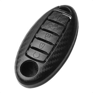 TANGSEN Smart Key Fob Case 3D Carbon Fiber ABS Plastic Emboss Cover for INFINITI JX35 Q50 Q60 QX56 QX60 QX80 for NISSAN ALTIMA ARMADA MAXIMA MURANO PATHFINDER ROGUE 5 Button Keyless Entry Remote