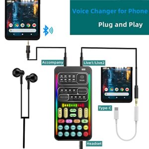 sktome Voice Changer for Phone, Portable i9 Sound Board with Voice Changer Fine-Tuning, Cool Lights Live Sound Card - Voice Disguiser/Modulator for PS4/PS5/Xbox One/PC/Phone/Laptops