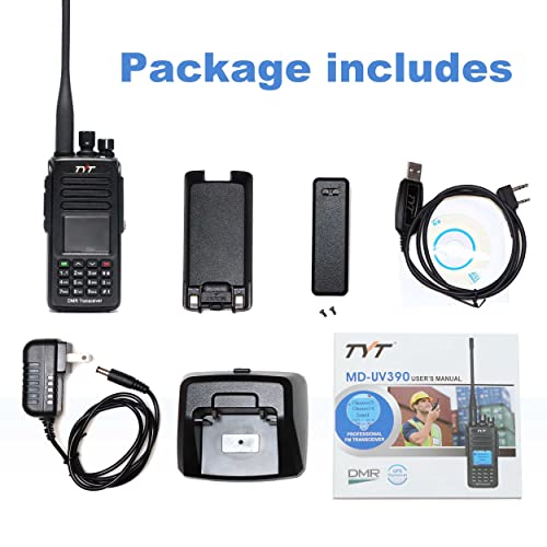 TYT MD-UV390 Dual Band VHF UHF DMR Radio W/GPS Waterproof Dustproof IP67 Walkie Talkie w/Free Cable