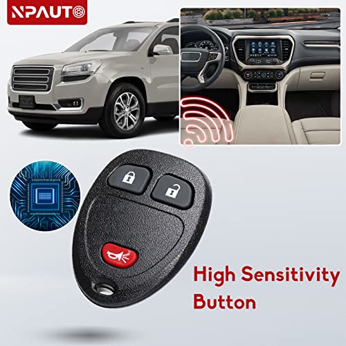 NPAUTO 2-Pack Key Fob Replacement for Chevy Silverado 1500 2500 Equinox Traverse Tahoe Avalanche Suburban GMC Sierra Acadia Yukon Saturn 2007 2008 2009 2010 2011 2012 2013 Keyless Entry Remote Control