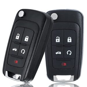 car key fob keyless entry remote compatible with chevy cruze/camaro/impala/equinox/gmc terrain/buick lacrosse 2010 2011 2012 2013 2014 2015 2016 2017 5 buttons key for oht01060512 (2 packs)