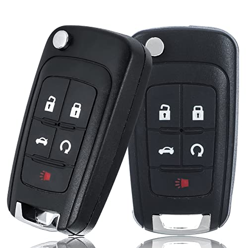 Car Key Fob Keyless Entry Remote Compatible with Chevy Cruze/Camaro/Impala/Equinox/GMC Terrain/Buick Lacrosse 2010 2011 2012 2013 2014 2015 2016 2017 5 Buttons Key for OHT01060512 (2 Packs)