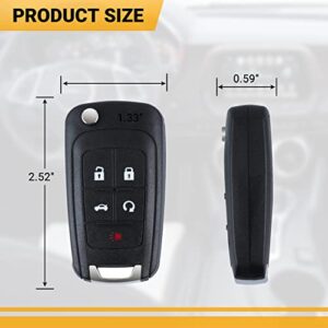 Car Key Fob Keyless Entry Remote Compatible with Chevy Cruze/Camaro/Impala/Equinox/GMC Terrain/Buick Lacrosse 2010 2011 2012 2013 2014 2015 2016 2017 5 Buttons Key for OHT01060512 (2 Packs)