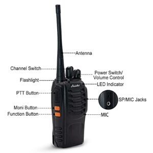 Ansoko Walkie Talkies for Adults Long Range Rechargeable 2-Way Radio Walkie Talkie with 6-Bank Gang Charger and Spare Batteries (6 Pack)