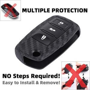 iSaddle for VW Key Fob Cover - Carbon Fiber Pattern Car Key Fob Protector for Volkswagen GTI Golf Passat Rabbit Beetle MK6 Tiguan Touran Antitheft Keyless Entry Holder Smart Key Case/w Keychain