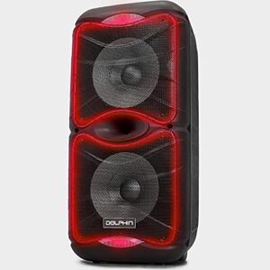 dolphin sp-212rbt portable bluetooth party speaker with lights and pa system with expandable battery