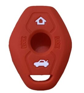 rpkey silicone keyless entry remote control key fob cover case protector replacement fit for bmw 3 5 7 series m3 m5 m6 x3 x5 z3 z4 z8 lx9fzv (gules）