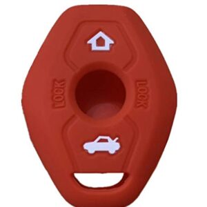 Rpkey Silicone Keyless Entry Remote Control Key Fob Cover Case protector Replacement Fit For BMW 3 5 7 Series M3 M5 M6 X3 X5 Z3 Z4 Z8 LX9FZV (Gules）