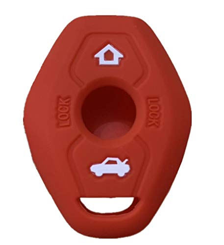 Rpkey Silicone Keyless Entry Remote Control Key Fob Cover Case protector Replacement Fit For BMW 3 5 7 Series M3 M5 M6 X3 X5 Z3 Z4 Z8 LX9FZV (Gules）