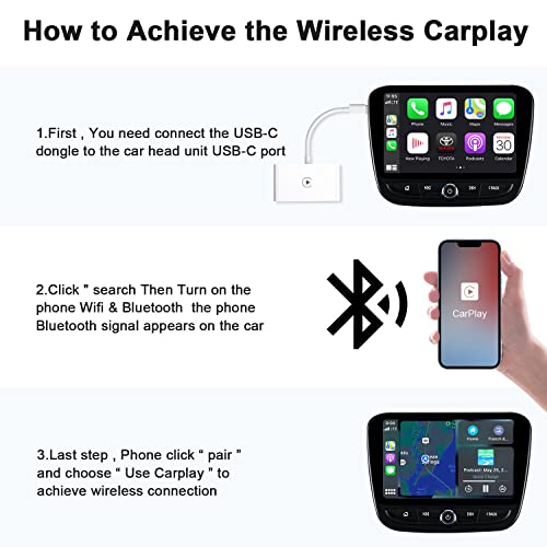 Wireless CarPlay - Wired CarPlay Convert Cars Wireless CarPlay，Wireless CarPlay Adapter，Apple CarPlay Wireless Adapter，Wireless Fast and Easy Use Fit for Cars from 2015 & iPhone iOS 10+(White)