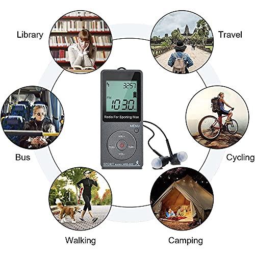 Pocket Radio, AM FM Personal Mini Radio with Headphones, Walkman Radio with Rechargeable Battery,Memories Personal Radio for Sport & Running Walking, LED Display 70 Stations