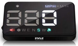 pyle 3.5’’ car hud – head-up display multi-color windshield screen projector vehicle speed & gps navigation compass, plug & play – (phud12)