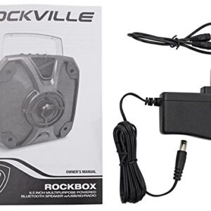 Rockville ROCKBOX 6.5" 100 Watt Portable Rechargable Bluetooth Speaker w USB/SD, Black, 6.5"