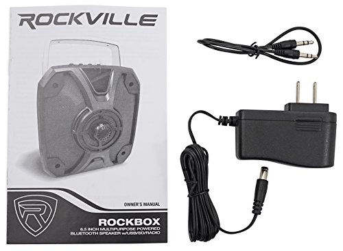 Rockville ROCKBOX 6.5" 100 Watt Portable Rechargable Bluetooth Speaker w USB/SD, Black, 6.5"