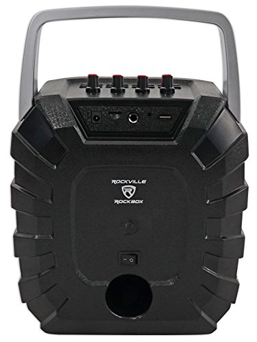 Rockville ROCKBOX 6.5" 100 Watt Portable Rechargable Bluetooth Speaker w USB/SD, Black, 6.5"