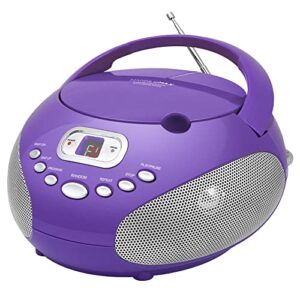 hannlomax hx-319cd portable cd boombox, am/fm radio, led display, aux-in jack, ac/dc dual power source (purple)