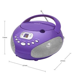 HANNLOMAX HX-319CD Portable CD Boombox, AM/FM Radio, LED Display, Aux-in Jack, AC/DC Dual Power Source (Purple)