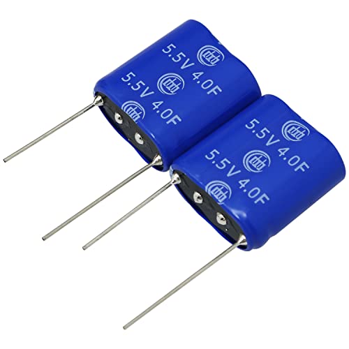 FMHXG 2PCS 5.5V 4F 10X21X21mm 2pins Super Farad Capacitance Winding Type Energy Storage Super Capacitor for On Board Backup Energy Storage Combination Vehicle Recorder, Supercapacitor