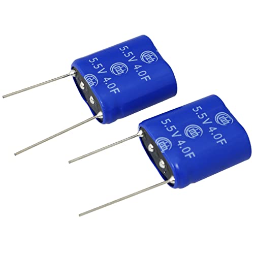 FMHXG 2PCS 5.5V 4F 10X21X21mm 2pins Super Farad Capacitance Winding Type Energy Storage Super Capacitor for On Board Backup Energy Storage Combination Vehicle Recorder, Supercapacitor