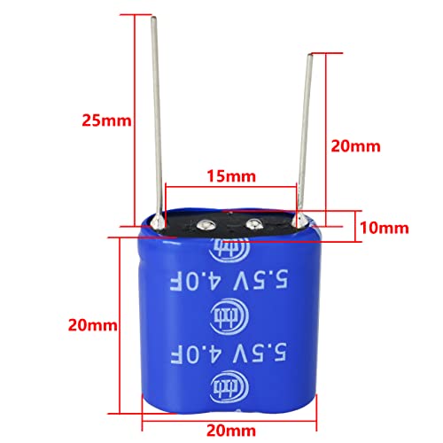 FMHXG 2PCS 5.5V 4F 10X21X21mm 2pins Super Farad Capacitance Winding Type Energy Storage Super Capacitor for On Board Backup Energy Storage Combination Vehicle Recorder, Supercapacitor