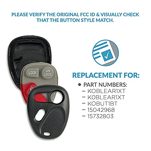 Keyless2Go Replacement for New Shell Case and 3 Button Pad for Remote Key Fob FCC KOBLEAR1XT KOBUT1BT - Shell ONLY