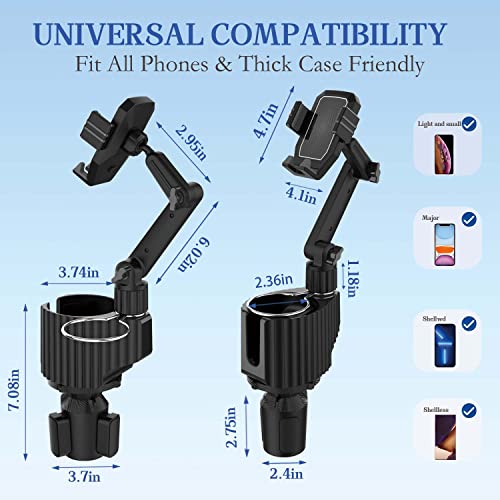 Cup Holder Phone Mount for Car,Adjustable Base with 360° Rotation Multifunctional Large Cup Phone Holder Adapter Long Arm,Compatible with SUV | Automobile |Truck | and All Smartphone