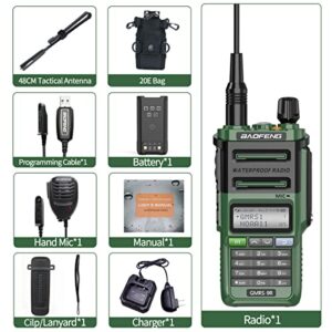 GMRS Radio Baofeng GMRS-9R 5W Rechargeable Two Way Radio for Adults,Waterproof IP67,NOAA Scanning&Receiving with Extra Original Battery,Programming Cable,Tactical Antenna,Speaker Mic,Tactical Bag