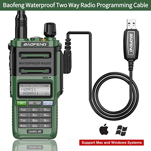 GMRS Radio Baofeng GMRS-9R 5W Rechargeable Two Way Radio for Adults,Waterproof IP67,NOAA Scanning&Receiving with Extra Original Battery,Programming Cable,Tactical Antenna,Speaker Mic,Tactical Bag