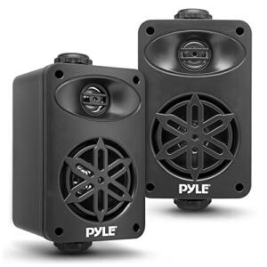 pyleusa indoor outdoor speakers pair – 200 watt dual waterproof 3.5” 2-way full range speaker system w/ 1/2” high compliance polymer tweeter – in-home, boat, deck, patio, poolside (black)- pdwr35bk