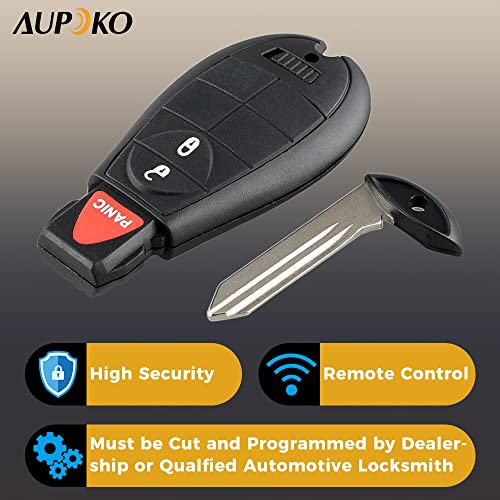 Aupoko GQ4-53T Keyless Entry Remote Key Fob, 3 Buttons Smart Key 56046953,56046953AE, 56046953AC,56046953AG, Compatible with Dodge Ram 1500 2500 3500