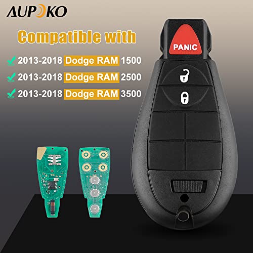 Aupoko GQ4-53T Keyless Entry Remote Key Fob, 3 Buttons Smart Key 56046953,56046953AE, 56046953AC,56046953AG, Compatible with Dodge Ram 1500 2500 3500