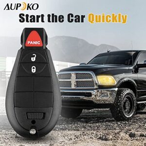 Aupoko GQ4-53T Keyless Entry Remote Key Fob, 3 Buttons Smart Key 56046953,56046953AE, 56046953AC,56046953AG, Compatible with Dodge Ram 1500 2500 3500