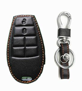 kawihen key fob leather cover compatible with chrysler 300 t&c dodge challenger charger durango grand caravan journey ram 1500-3500 magnum jeep grand cherokee commander m3n5wy783x iyz-c01c gq453t